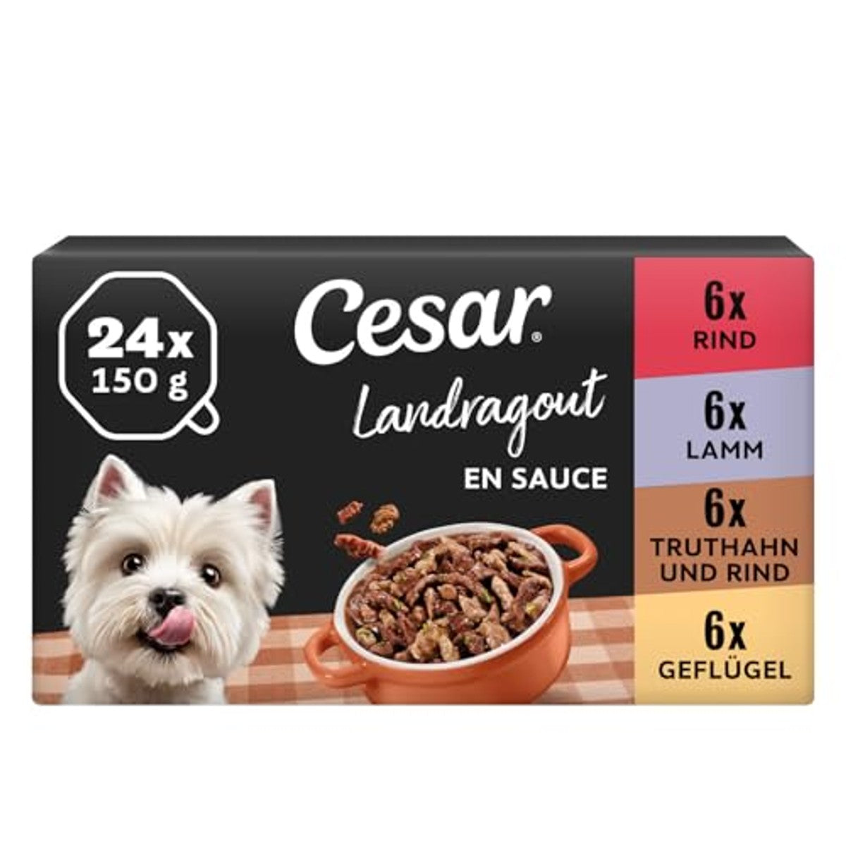 Cesar Landragout Adult hondenvoer gemengde smaken 3 x 8 x 150 g - 3-pack