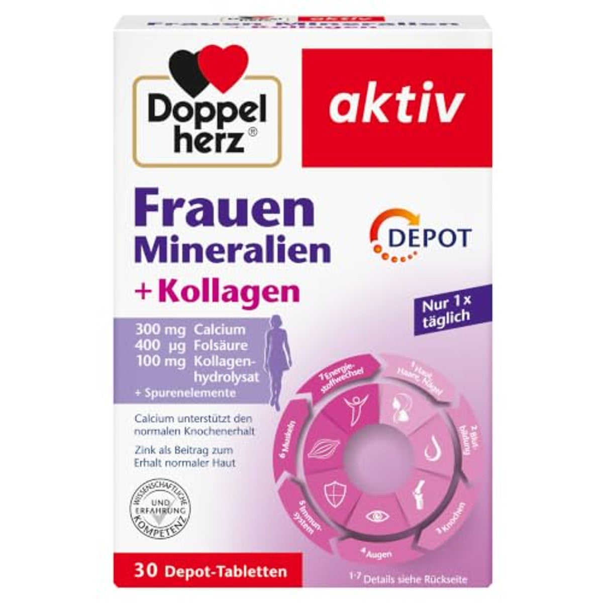 Doppelherz Vrouwen Mineralen + Collageen 30 Tabletten - 3-pack