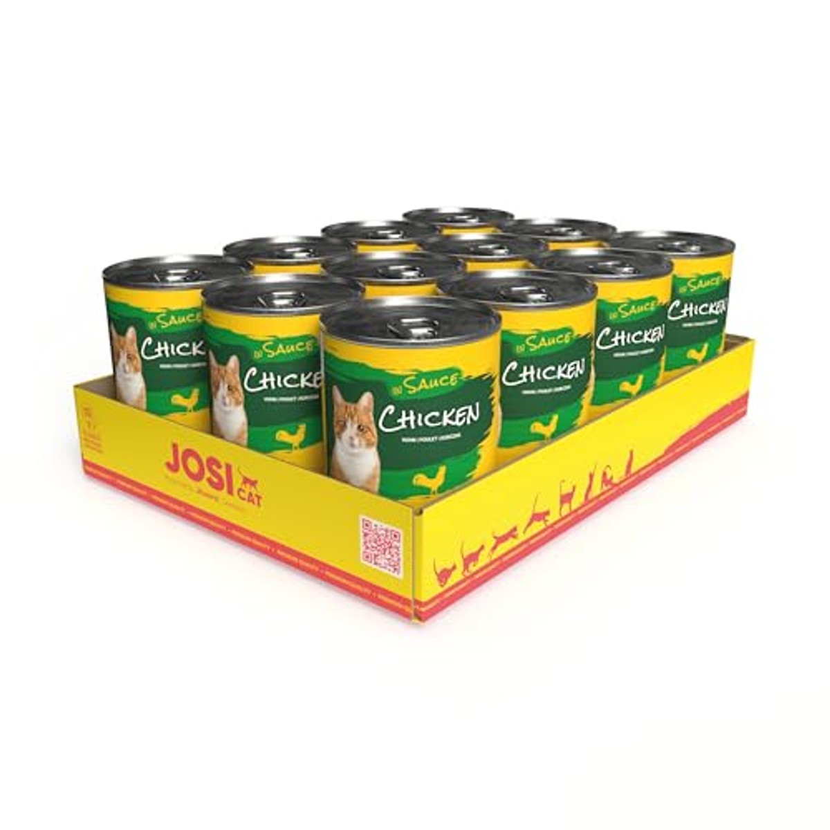JosiCat Kip in saus, 12 x 415 g, volwassenen, nat kattenvoer met kip | JOSERA Premium natvoer voor volwassen katten, kip in saus, vitamine D3 & E, Duitse kwaliteit van JOSERA, complete voeding – JosiCat