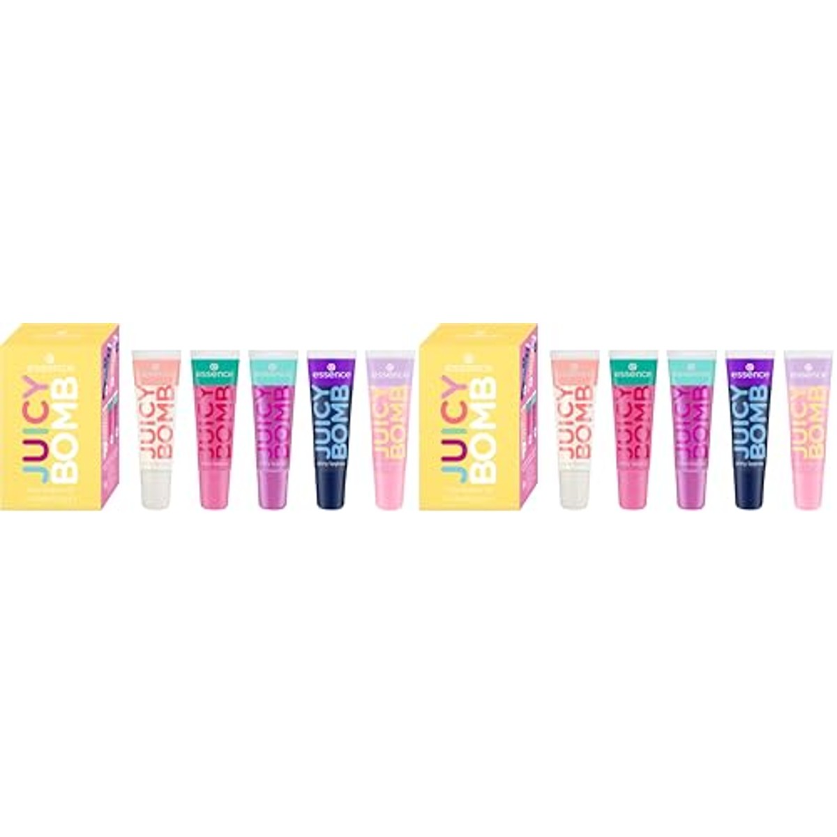 essence Juicy Bomb glossy lipglosset, nr. 03, natuurlijk, glanzend, glinsterend, doorschijnend, acetonvrij, veganistisch, zonder microplastic deeltjes, glutenvrij, 2 stuks (1 stuk) – Essence Cosmetics
