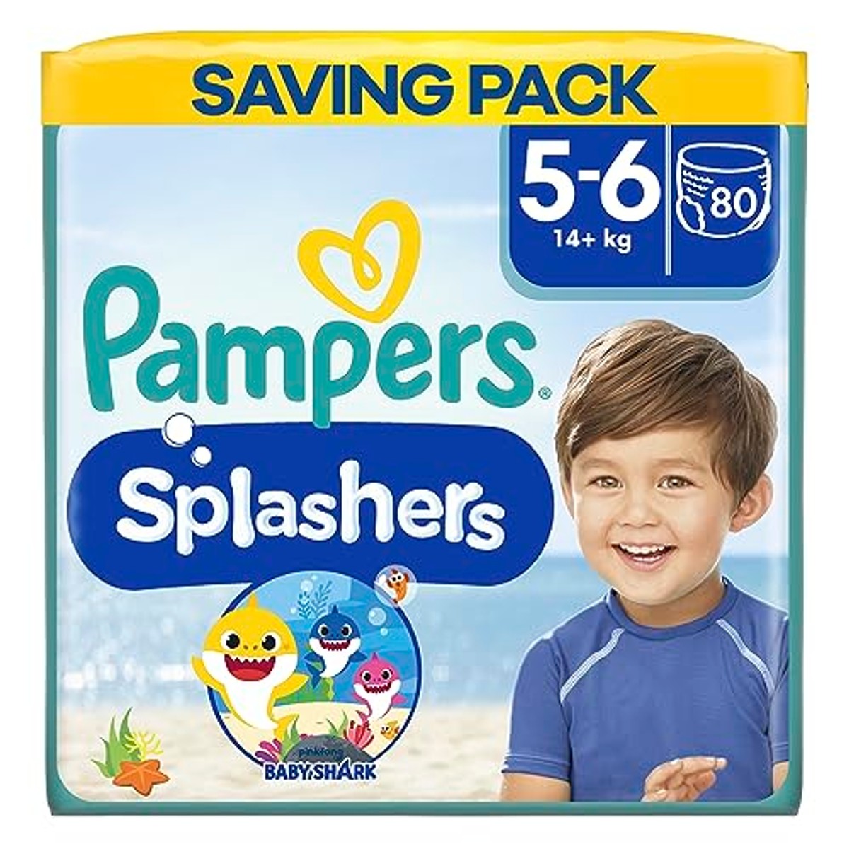 Pampers Splashers zwembroek maat 5/6, 8 verpakkingen van 10 stuks – Pampers
