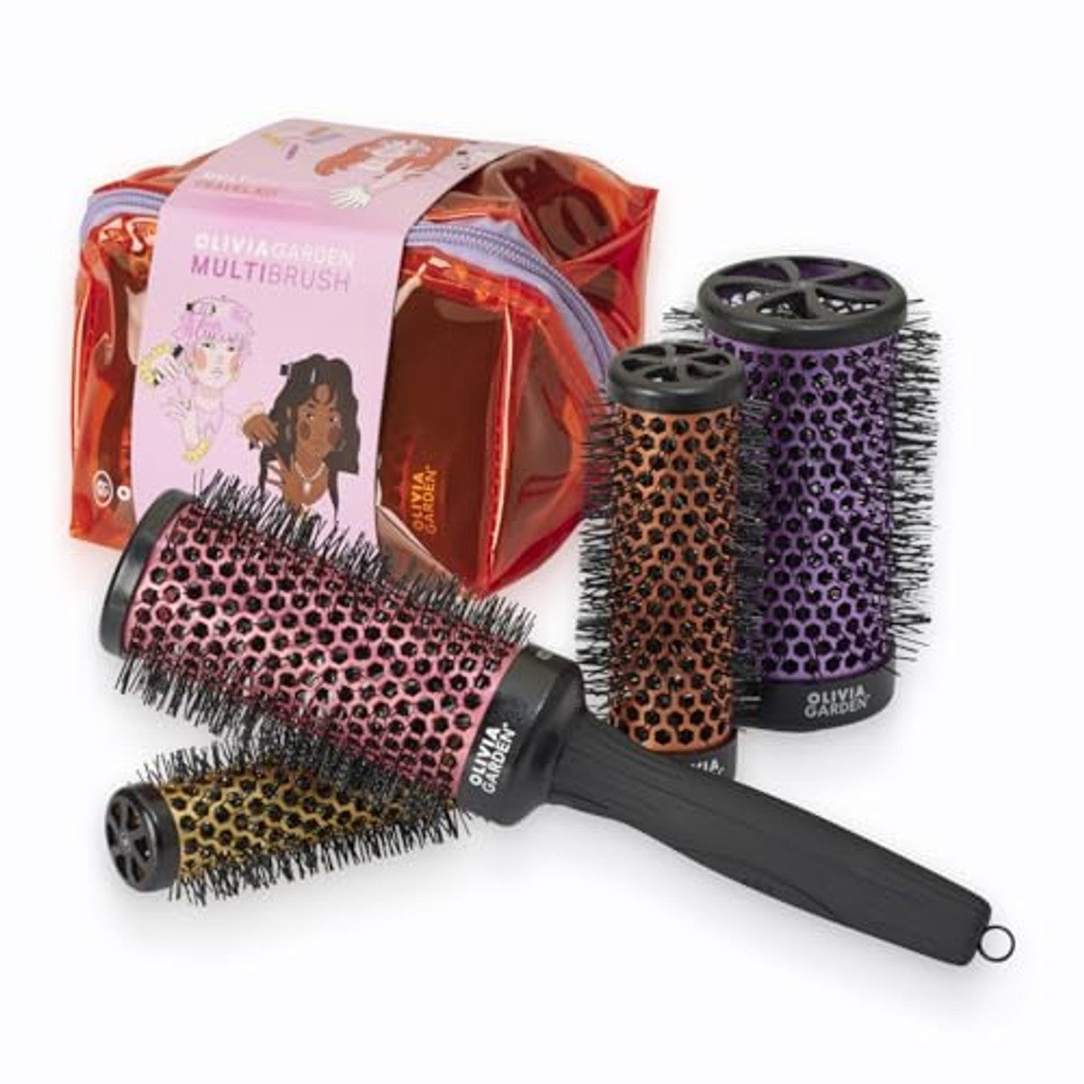 Olivia Garden MultiBrush Travel Kit 4-in-1 ronde borstelset 25-55 mm