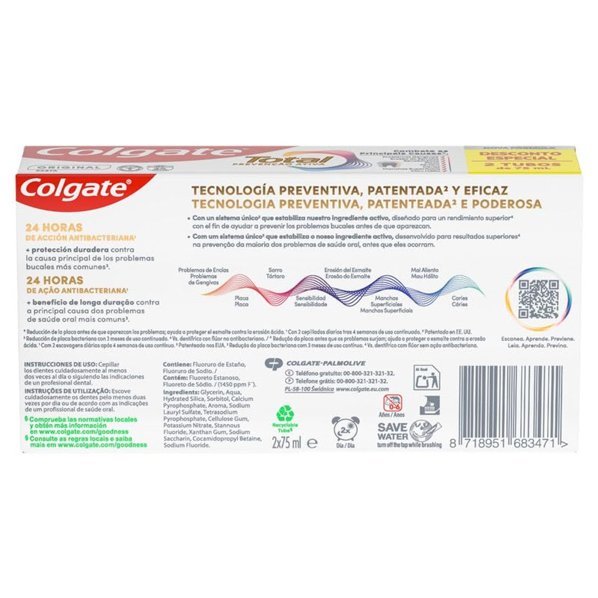 Colgate Total Activa Original Tandpasta 2 x 75 ml – Colgate