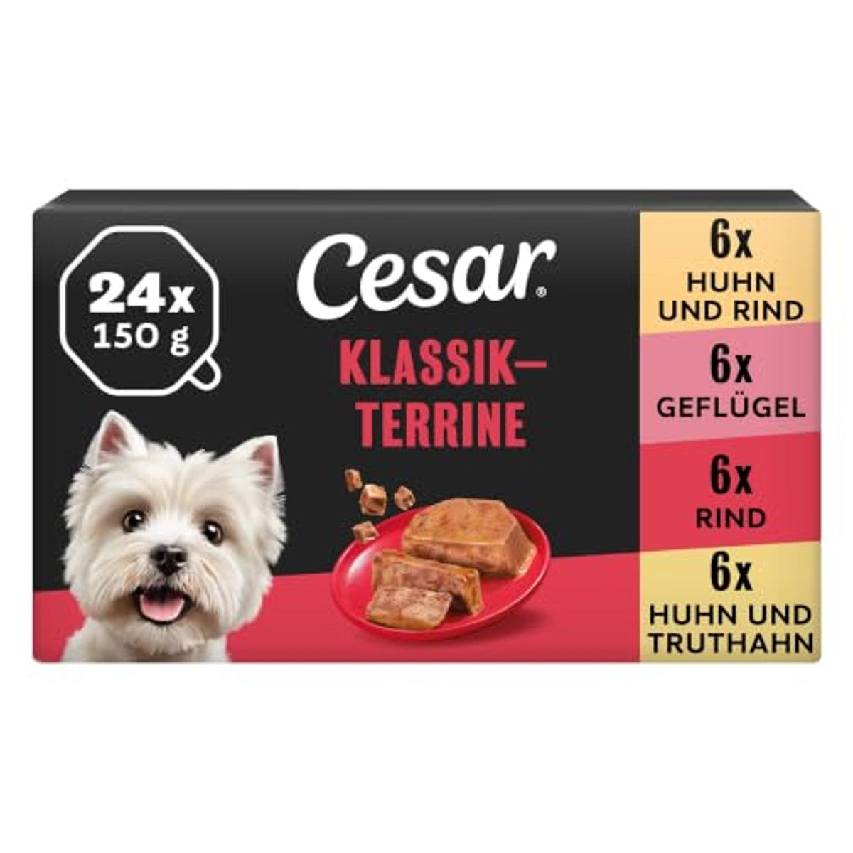 Cesar Classic Terrine Adult hondenvoer gemengde smaken 6 x 150 g - 3-pack