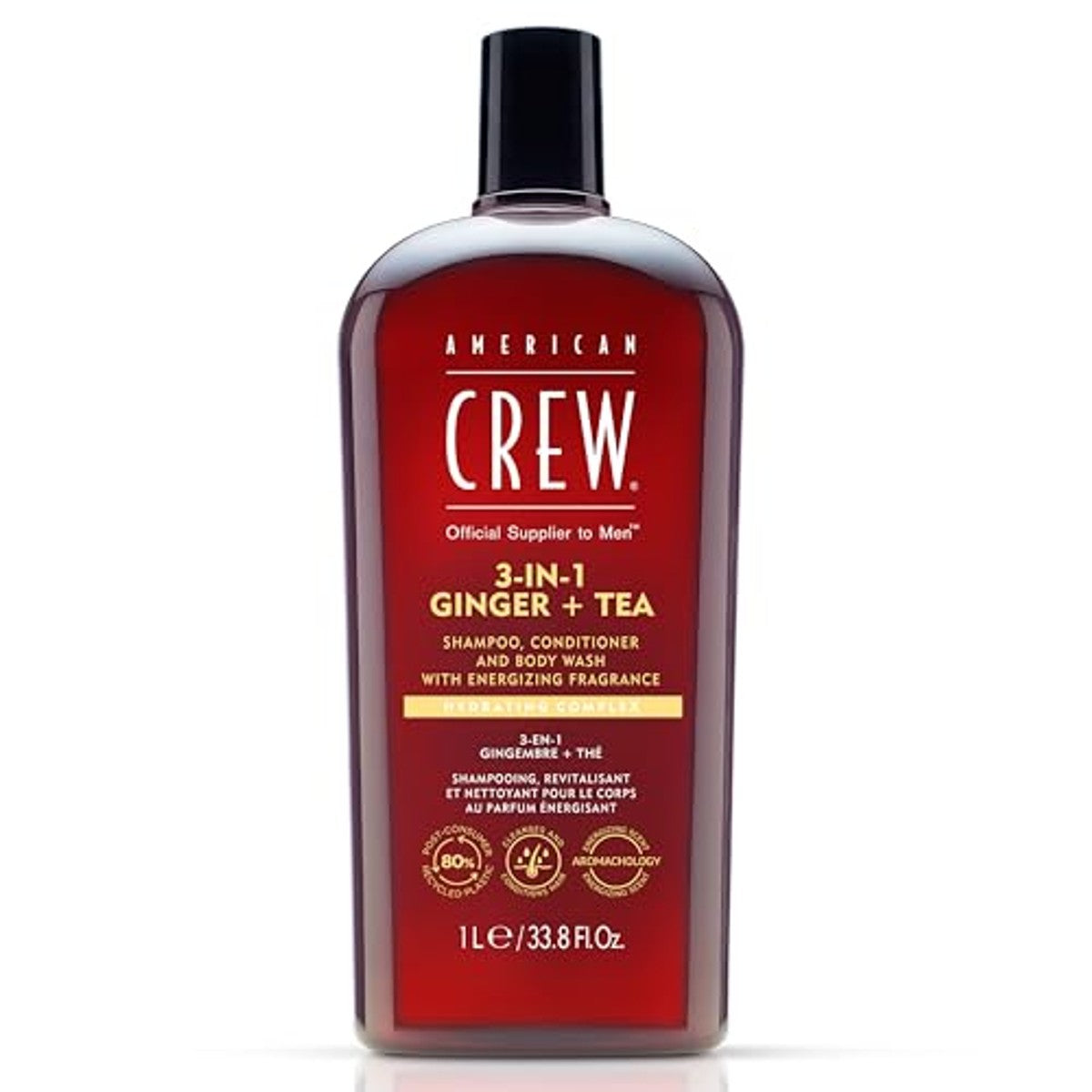 American Crew 3-in-1 Ginger & Tea Shampoo, Conditioner & Body Wash 1000 ml - 3-pack