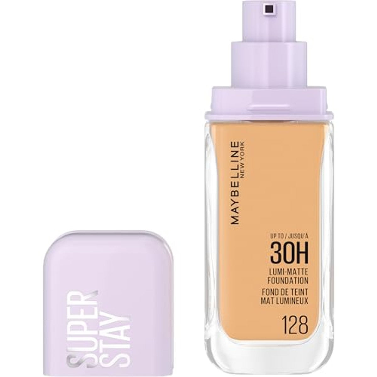 Maybelline New York Super Stay Lumi Matte Foundation, langdurige make-up voor 30 uur grip, matte afwerking met straling, Air-Flex-technologie voor licht draaggevoel, nr. 128, 35 ml – MAYBELLINE