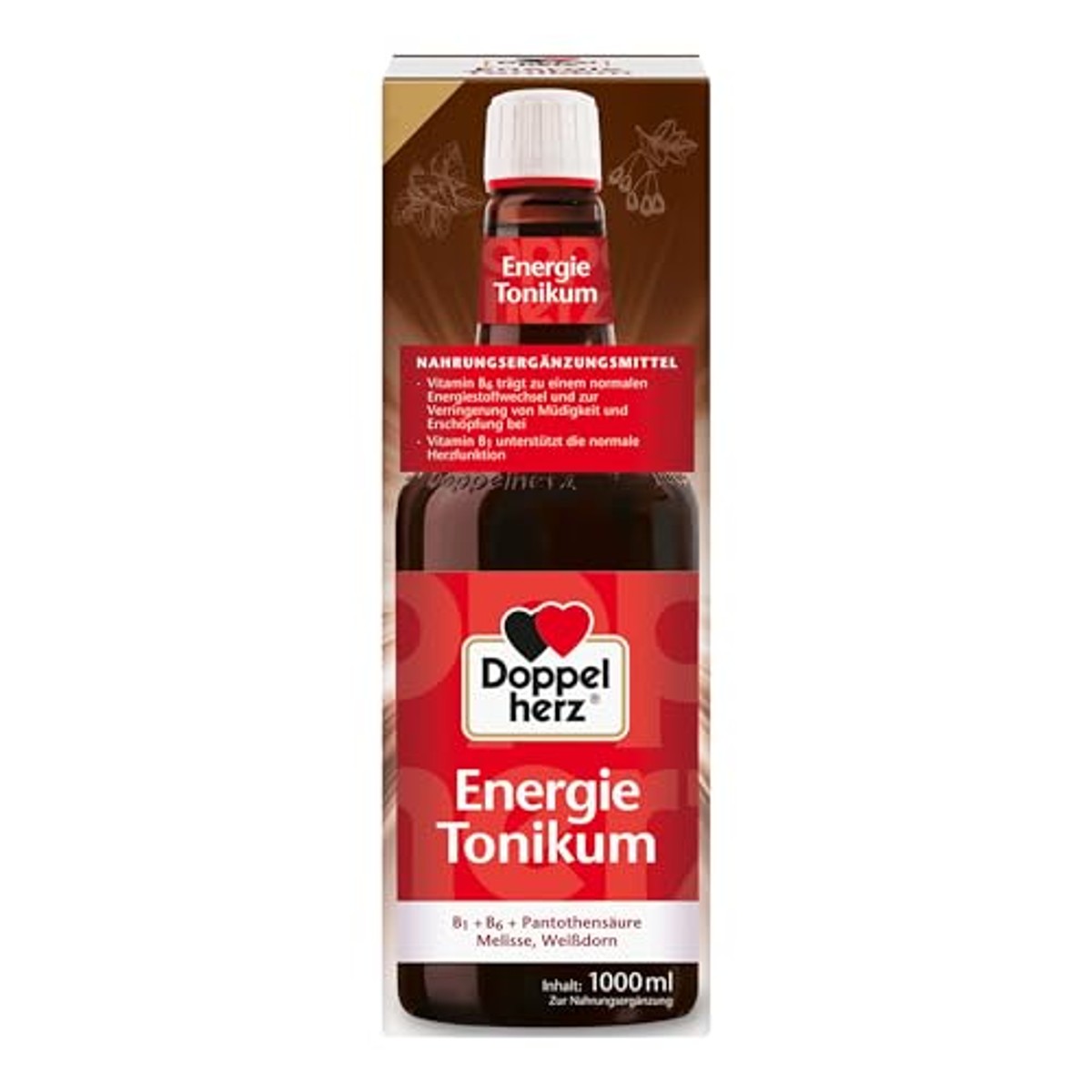 Doppelherz Energie Tonicum - Met B-vitaminen, extracten van meidoornvruchten, melissa bladeren en concentraat van rode wijn - 1000 ml – Doppelherz