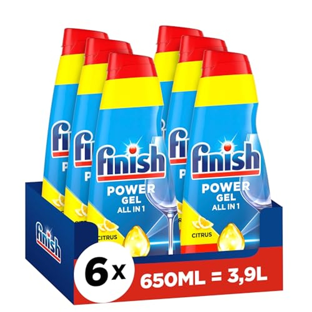 Finish Power Gel Citrus afwasmiddel 6 x 650 ml – Finish