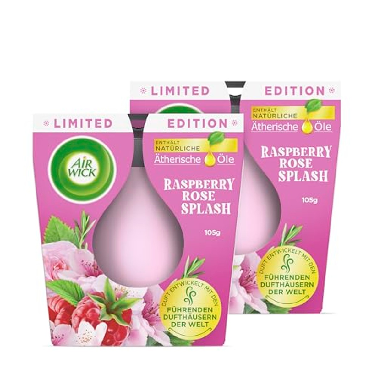 Air Wick Feel-good geurkaars DUO Raspberry Rose Splash 2 kaarsen - 6-pack