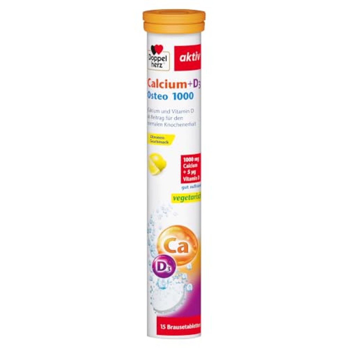 Doppelherz Calcium + D3 Osteo 1000 Citroensmaak 15 Bruistabletten - 6-pack