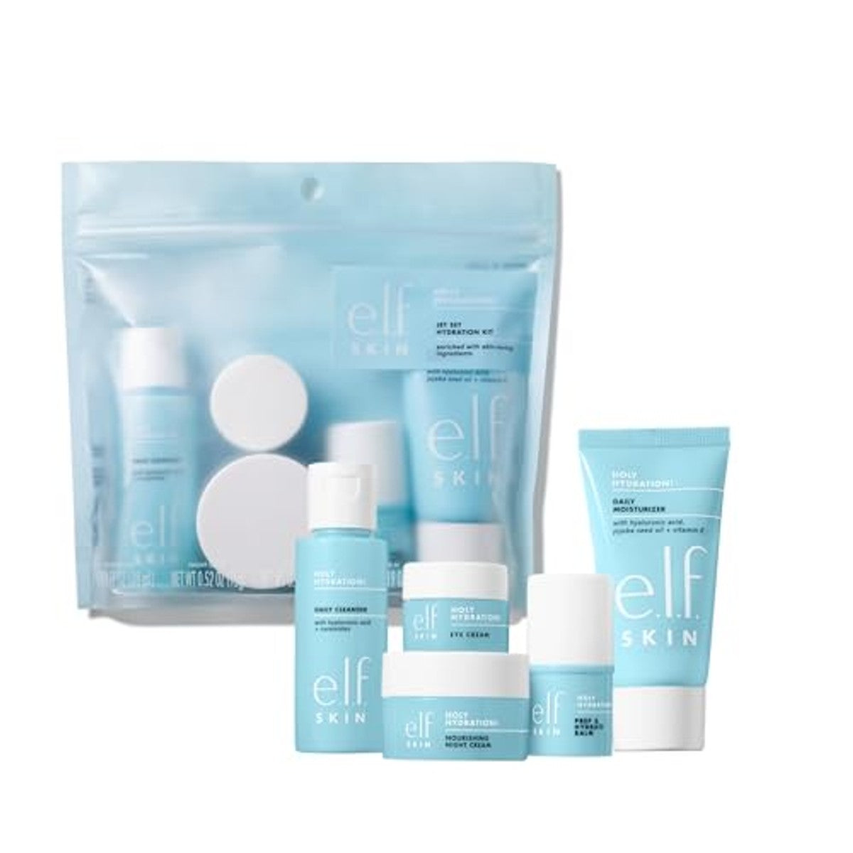 e.l.f. Jet Set Hydration Kit | TSA-vriendelijke huidverzorging | Cleanser, balsem, vochtinbrengende crème, oogcrème en nachtcrème – e.l.f.
