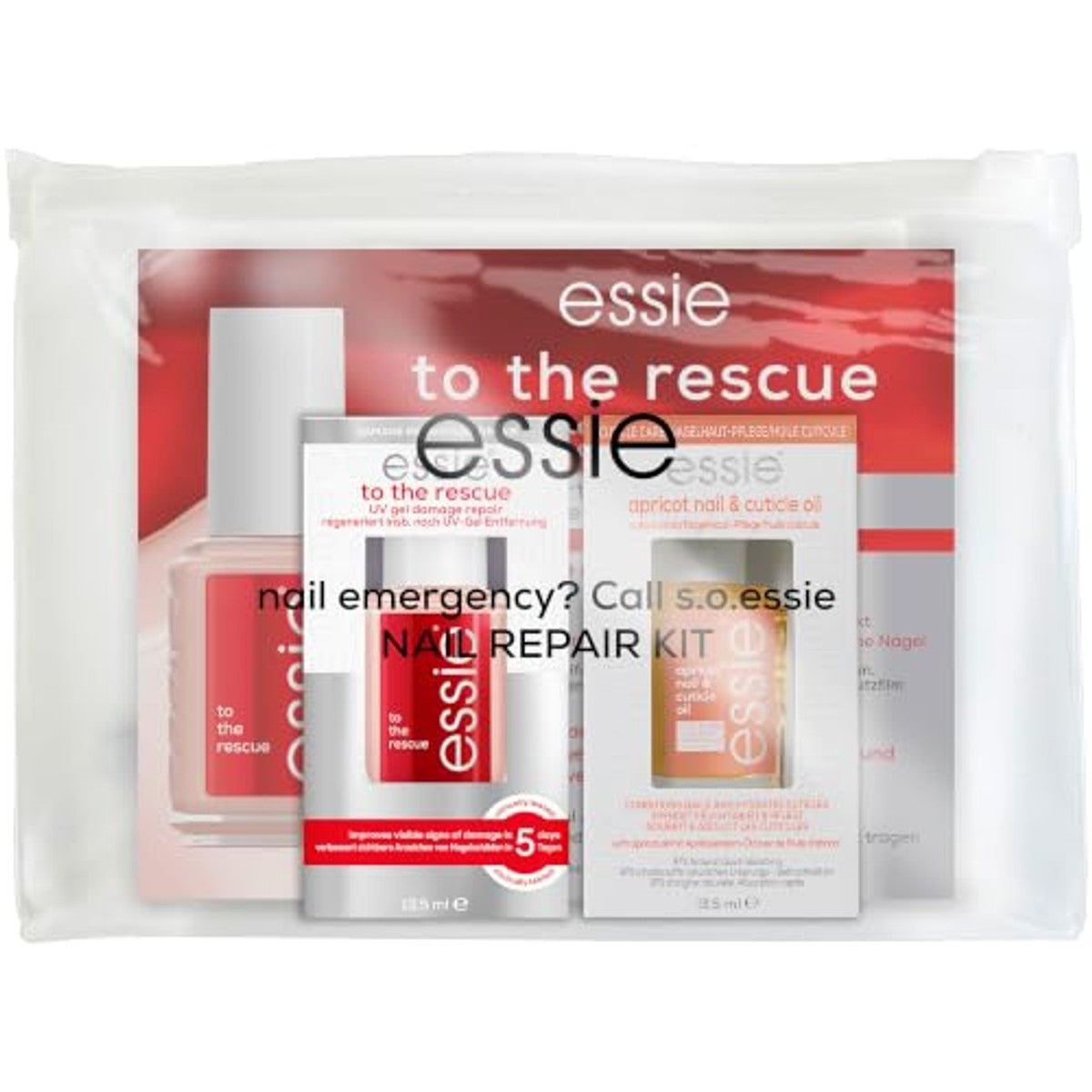 essie Nail Rescue Kit: nagelolie abrikoos nail & cuticle olie + to the rescue nagelverzorging reparerende nagellak – essie