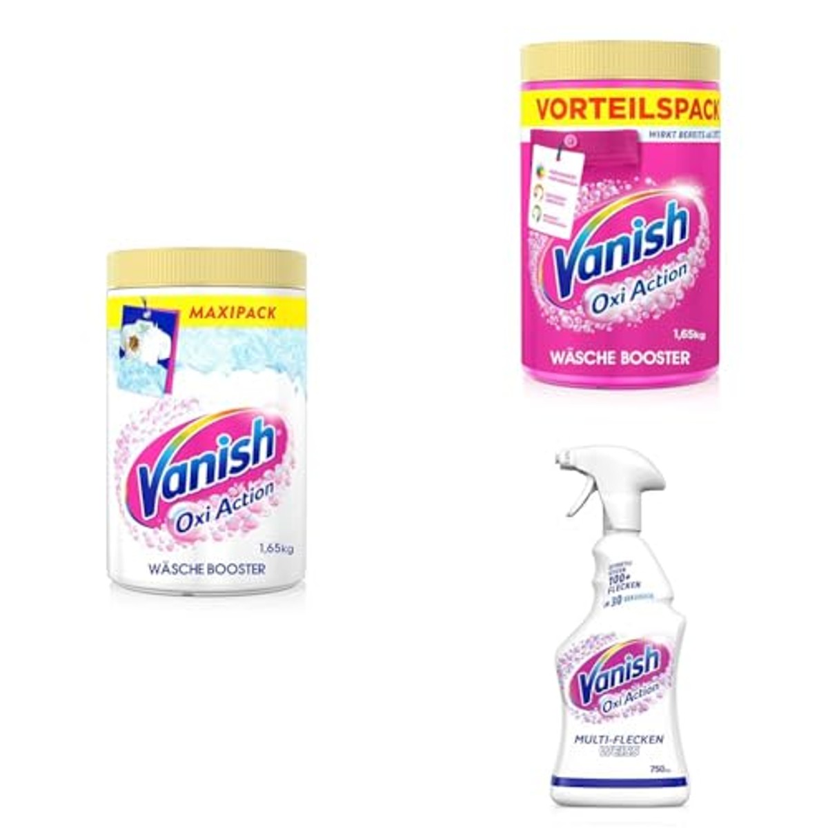 Vanish Oxi Action trio 2 x 1,65 kg + spray 750 ml – Vanish