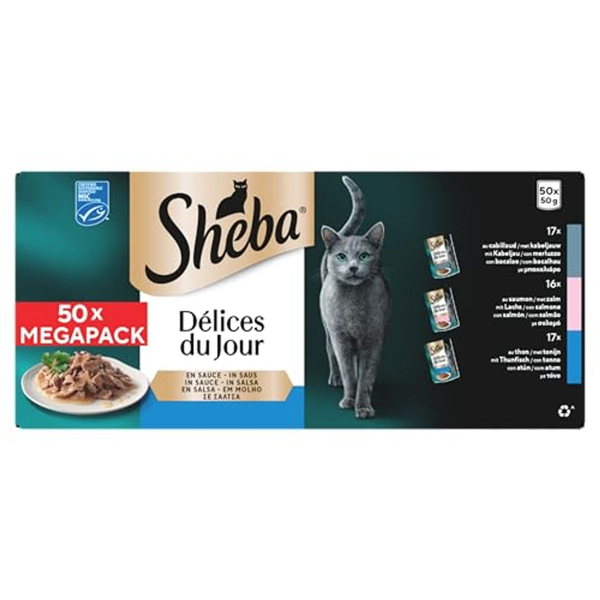 Sheba CATCARE Fresh & Fine natvoer kattenvoer vis in saus 50 x 50 g - 3-pack