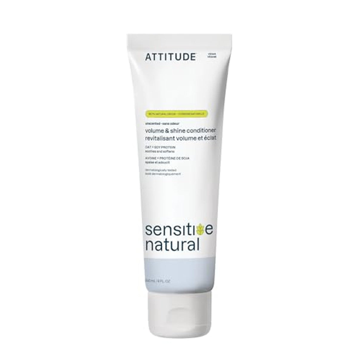 ATTITUDE Extra zachte verzorgende spoeling voor de gevoelige huid, met haver, dermatologisch getest, veganistisch, geurvrij, 240 ml – ATTITUDE
