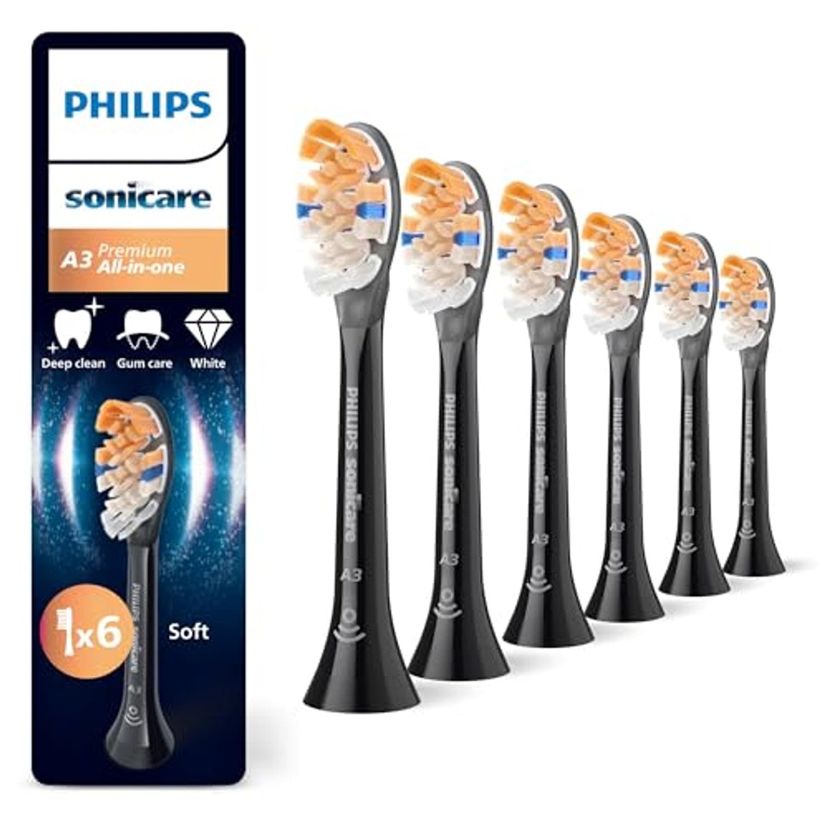 Philips Sonicare Premium All-in-One Opzetborstels Zwart 6 stuks - 6-pack