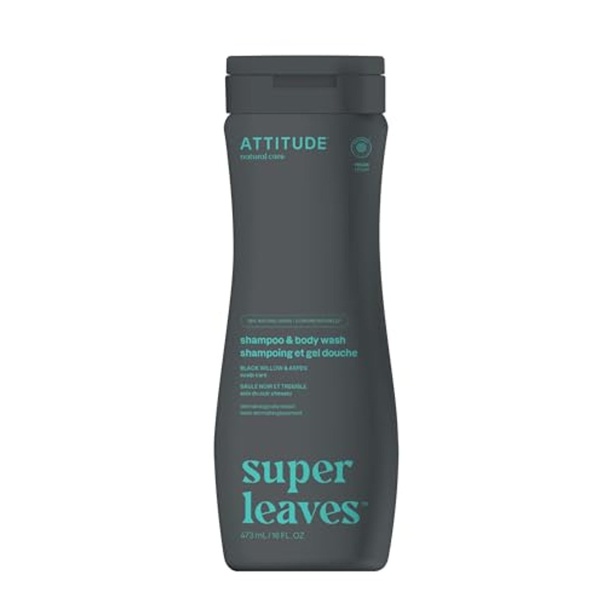 Attitude 2 in 1 natuurlijke droge hoofdhuid shampoo en douchegel voor mannen door: ewg Verifieert shampoo, hypoallergeen, dermatologisch getest, veganistisch | Super Leaves Men shampoo en zeep - Black Willow, Aspen (40 oz) Black Willow & – ATTITUDE