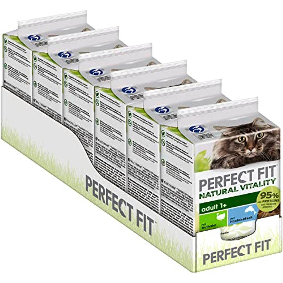 Perfect Fit Adult 1+ natvoer kattenvoer diepzeevis & kalkoen 36 x 50 g – foto 2