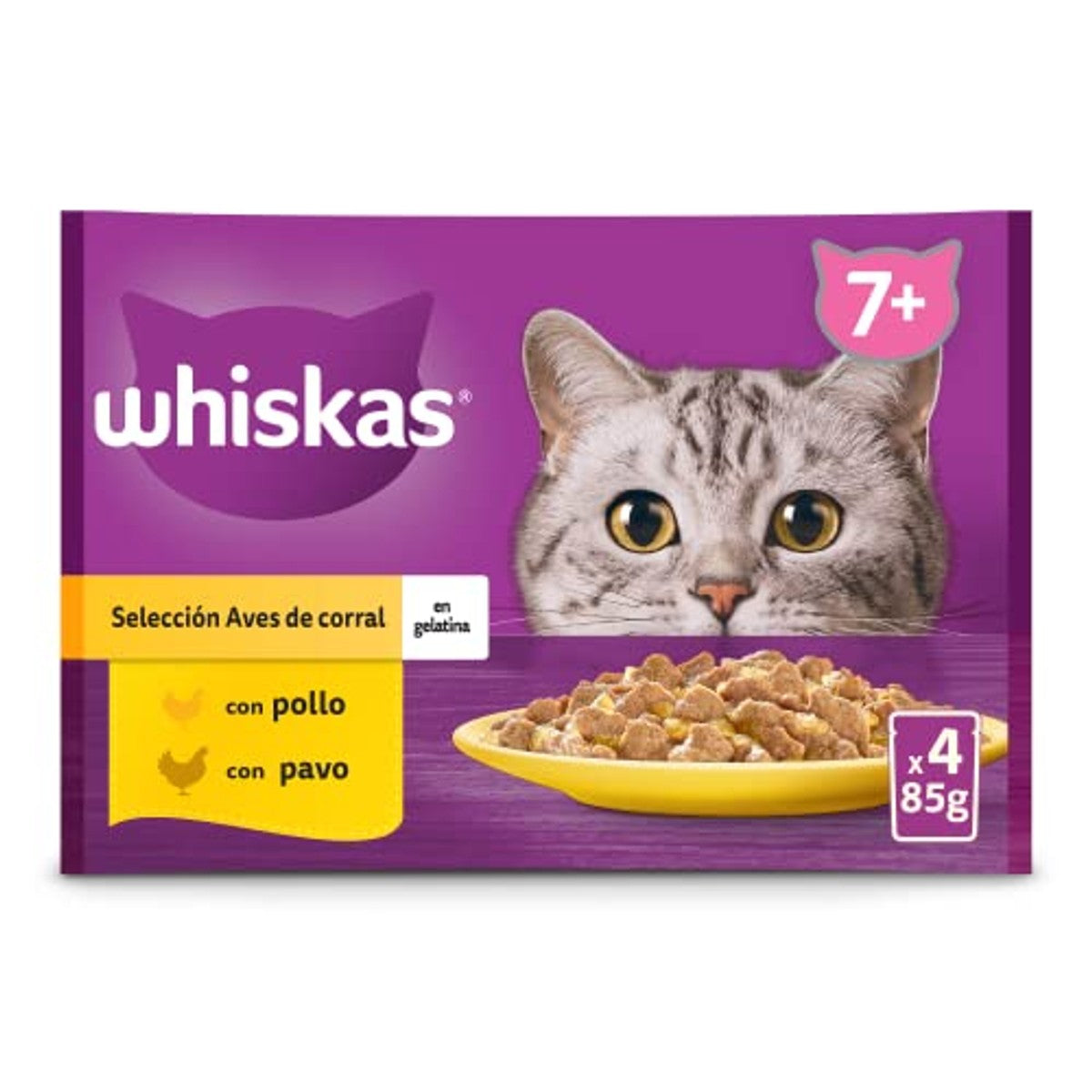 Whiskas Senior 7+ natvoer kattenvoer gevogelte 4 x 85 g - 6-pack
