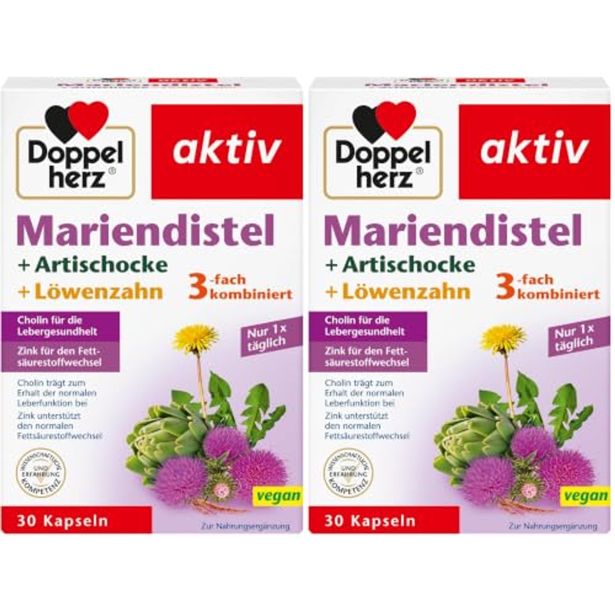 Doppelherz Mariadistel, Artisjok en Paardenbloem 2 x 30 Capsules - 3-pack