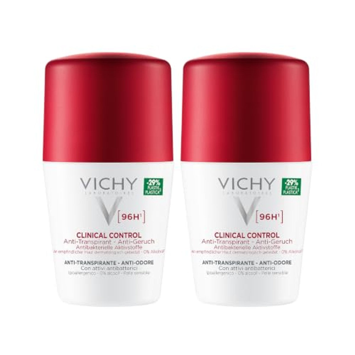 Vichy Clinical Control 96h Deo Roll-on voor Dames 2 x 50 ml - 6-pack