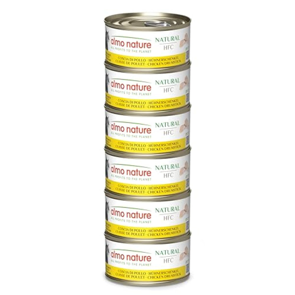 Almo Nature HFC Natural Natvoer voor volwassen katten, kippendijen, hum-grade, glutenvrij en monoproteïne, 6 x 70 g – almo nature