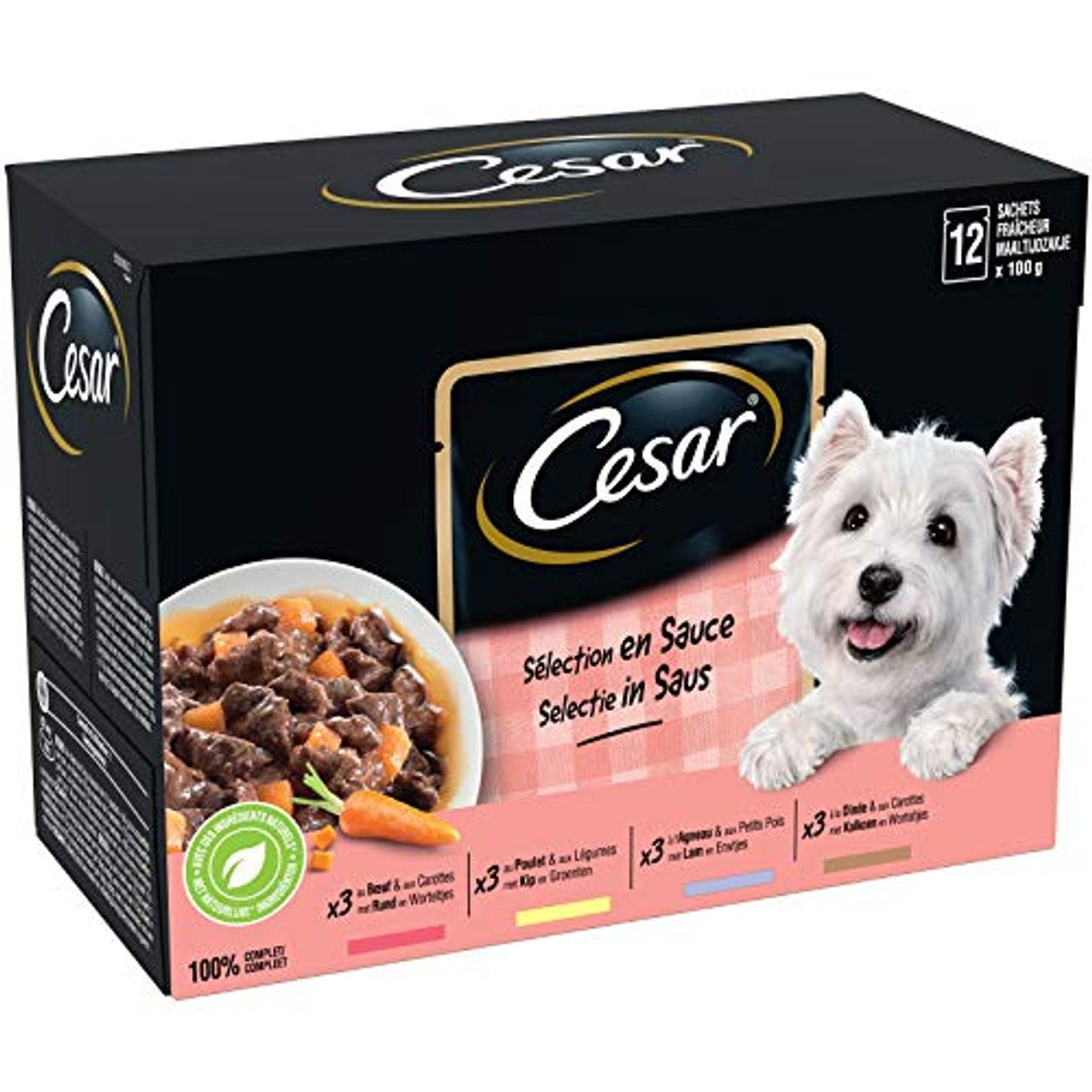 Cesar Maaltijd hondenvoer rundvlees, kip, lam en kalkoen 4 x 12 x 100 g - 3-pack