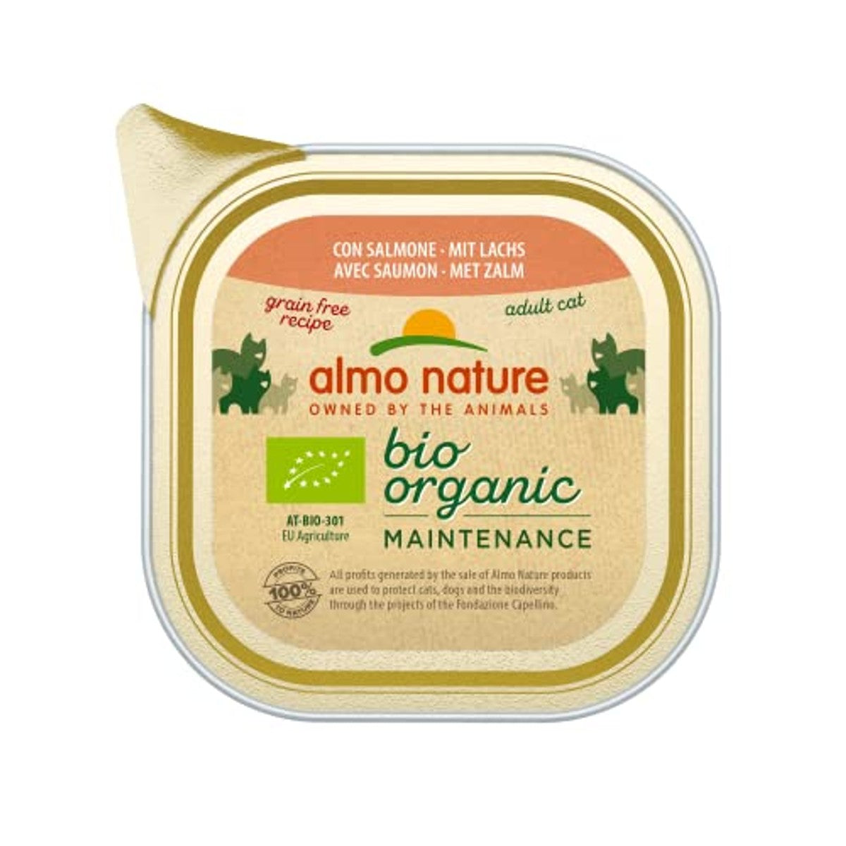 Almo Nature Biologisch biologisch onderhoud nat voor katten - met zalm 85 g x 19 stuks, 1,62 kg – almo nature