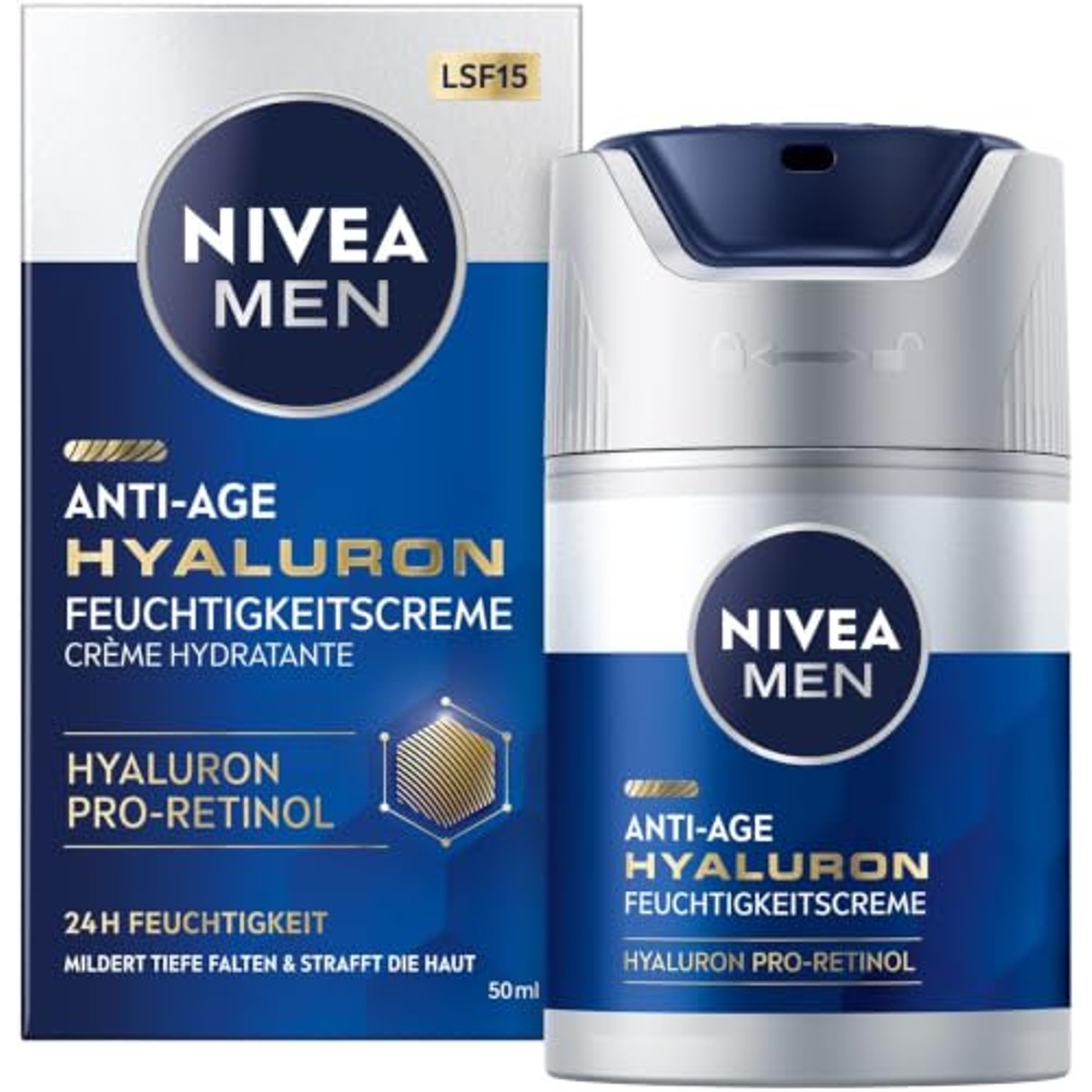 NIVEA MEN Anti-Age Hyaluron Crème SPF 15 3 x 50 ml - Voordeelverpakking