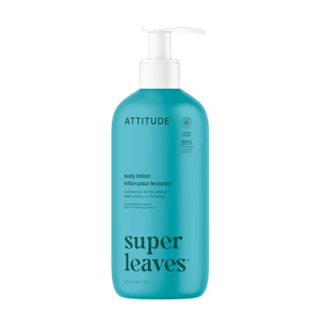 ATTITUDE Body Lotion, EWG gecertificeerde moisturizer, veganistische huidverzorgingsproducten, niet-vervaagd, hydraterend voor de droge huid, dierproefvrij, extra zacht, ongeparfumeerd, 473 ml – ATTITUDE