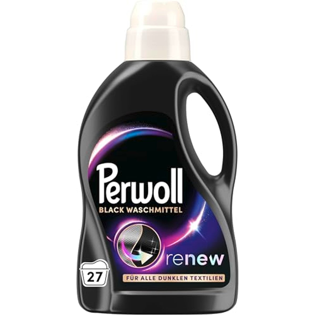 Perwoll Renew Black wasmiddel (27 wasbeurten), fijnwasmiddel reinigt zacht en vernieuwt donkere kleuren en vezels, voor alle donkere textiel, met drievoudige Renew-technologie – Perwoll