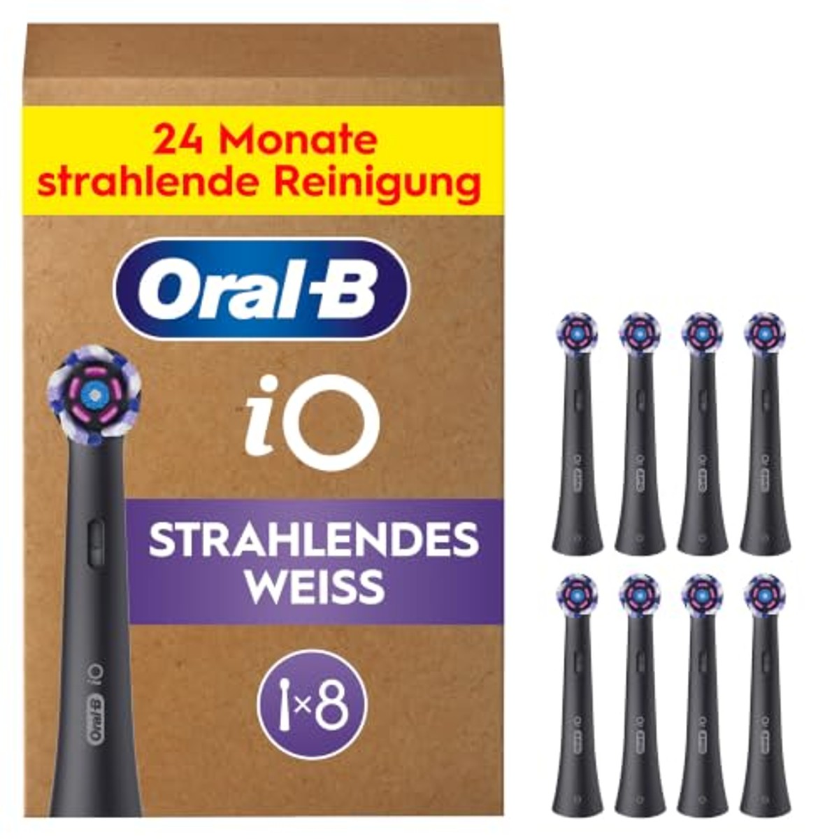 Oral-B iO Stralend Wit opzetborstels zwart 6 x 8 stuks - Voordeelverpakking