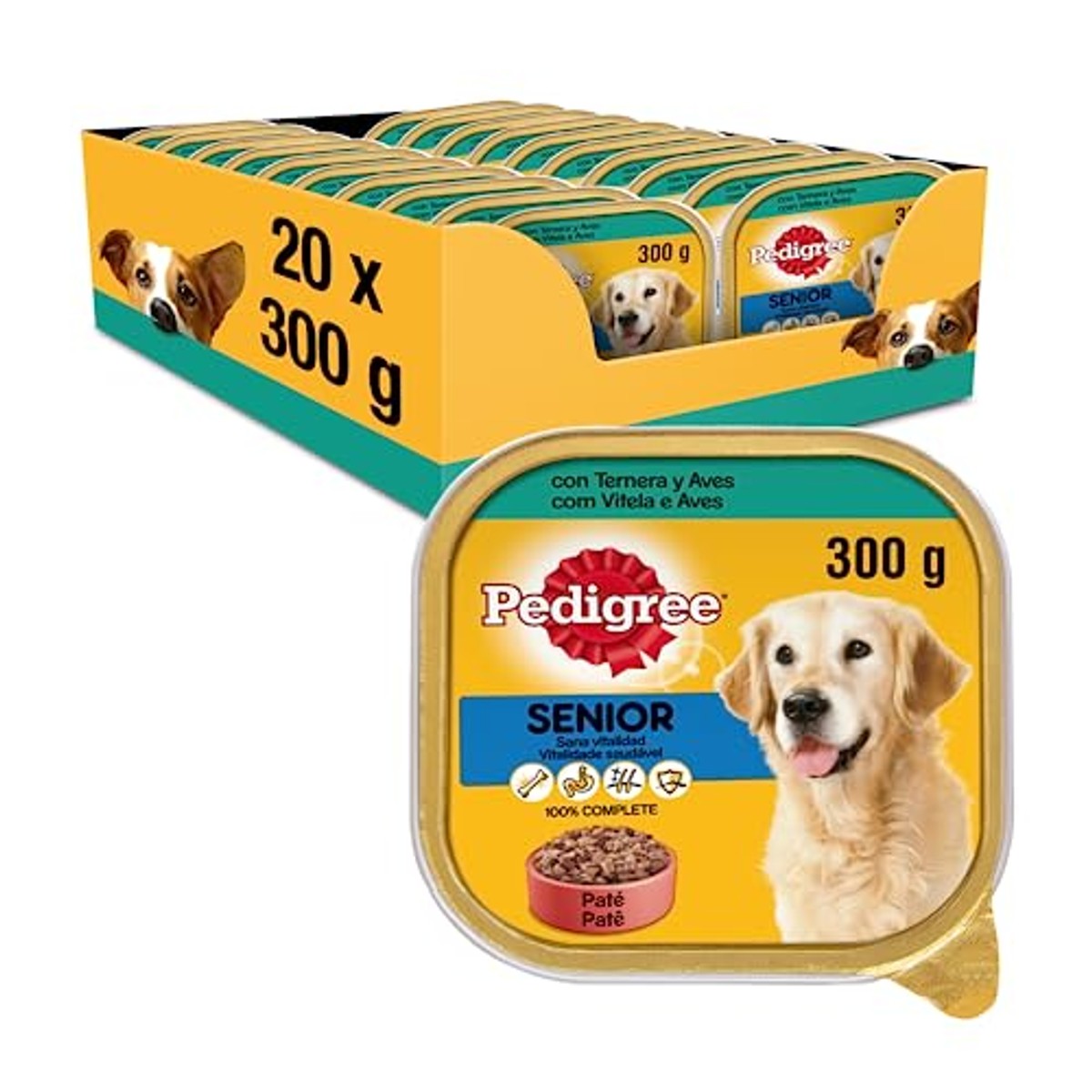 Pedigree - Vochtige voedselslang voor volwassenen honden, kalfsvleessmaak en vogels (verpakking van 20 x 300 g) – Pedigree