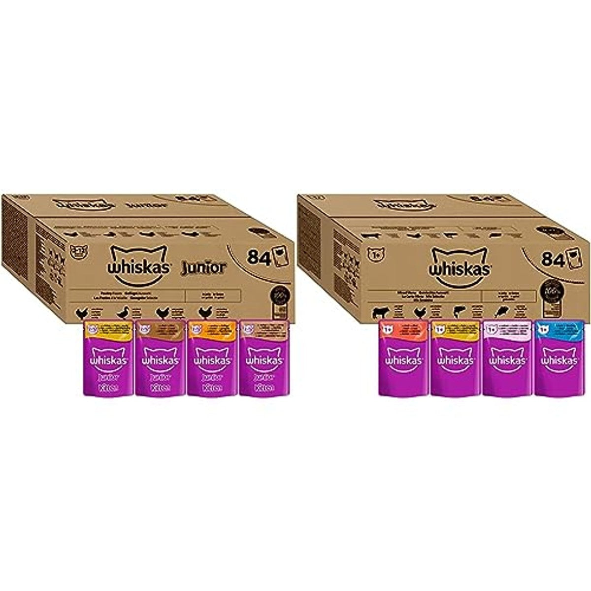 Whiskas Junior natvoer kattenvoer gevogelte in gelei 84 x 85 g - 3-pack