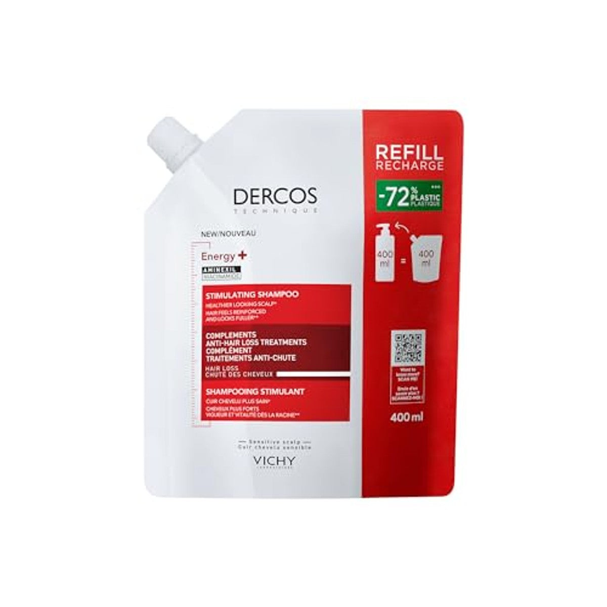 Vichy Dercos Vital+ Anti-Haaruitval Shampoo, Navulverpakking, 400 ml - 6-pack