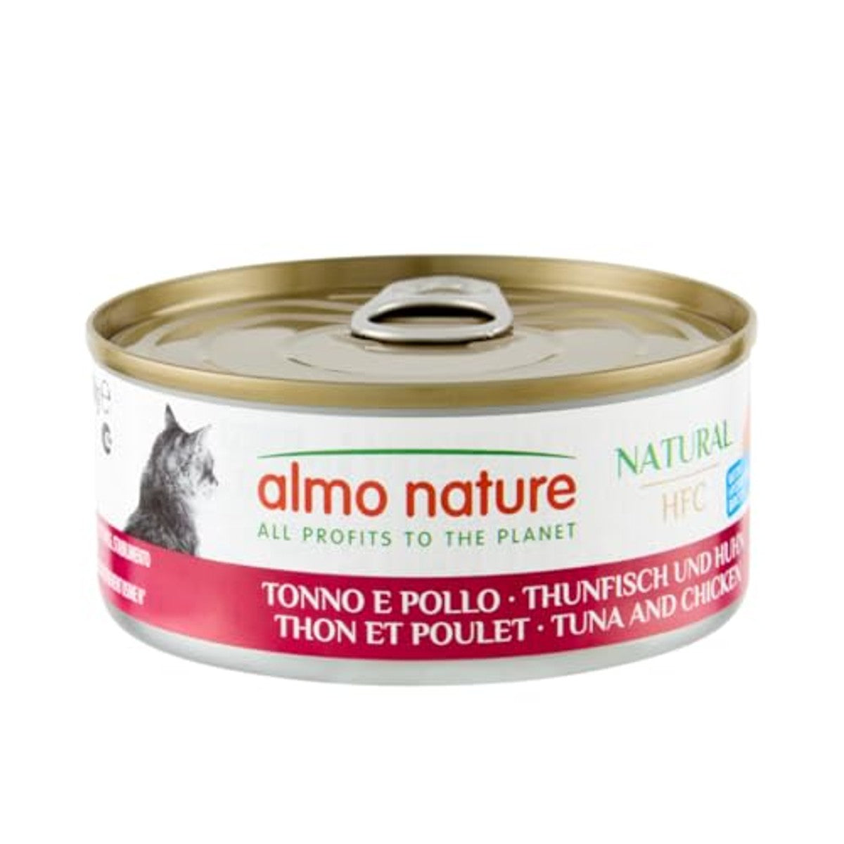 Almo Nature HFC Natural Natvoer voor volwassenen en katten, tonijn en kip, 150 g, verpakking van 24 stuks – almo nature