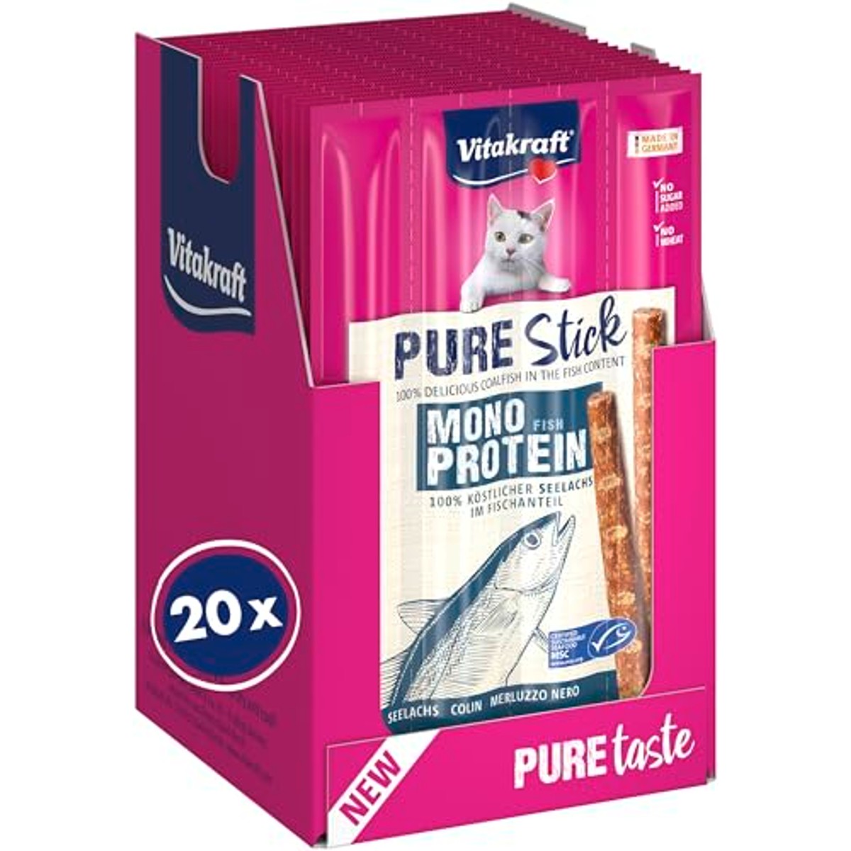 Vitakraft Pure Stick kattensnack koolvis 20 x 20 g – foto 2