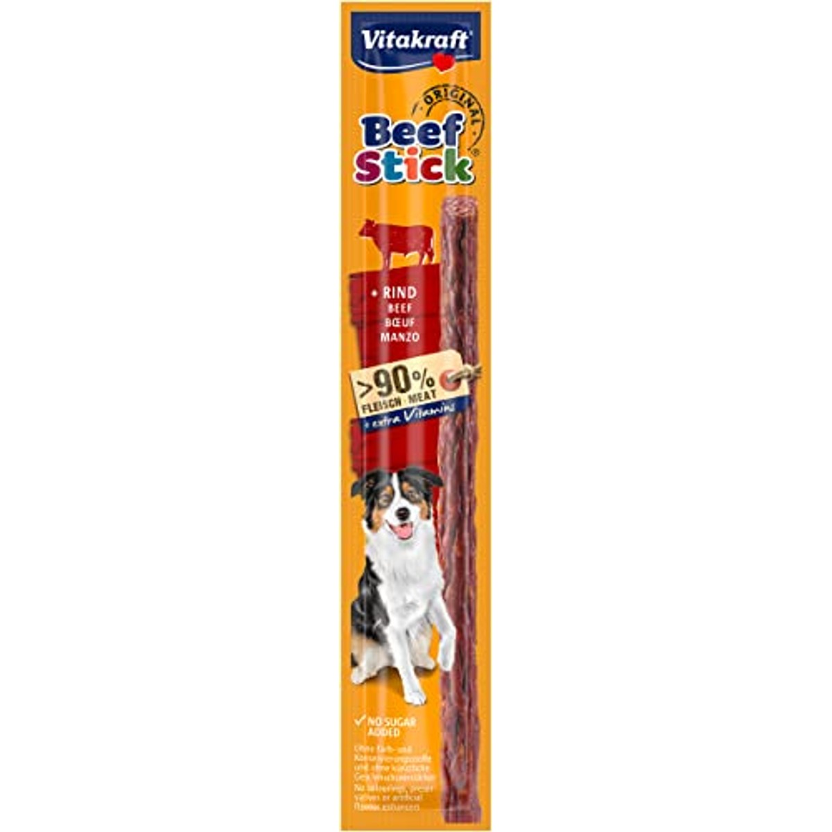 Vitakraft Beef Stick Rundvlees, hondensnoepjes, vleesstick van rundvlees, hondentrainingslekkernijen, zonder toegevoegde suiker (1 x 12 g) – Vitakraft