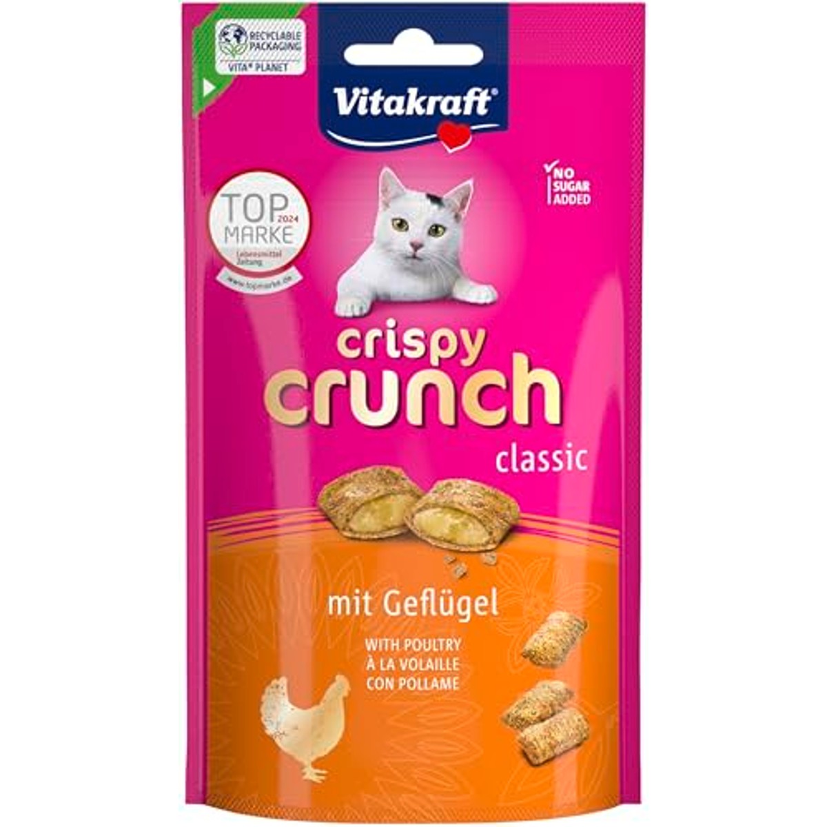 Vitakraft Crispy Crunch kattensnack tegen haarballen - 3-pack