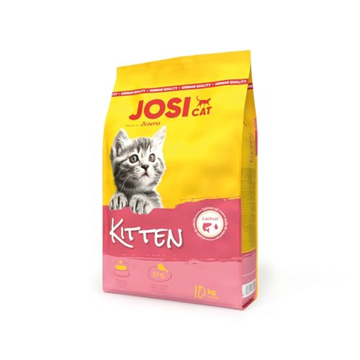 JosiCat Kitten | 10 kg | Junior | kattenvoer droog met gevogelte | Premium droogvoer met gevogelte en zalmolie voor groeiende en zogende katten, vitamines, eiwitrijk, powered by JOSERA – JosiCat