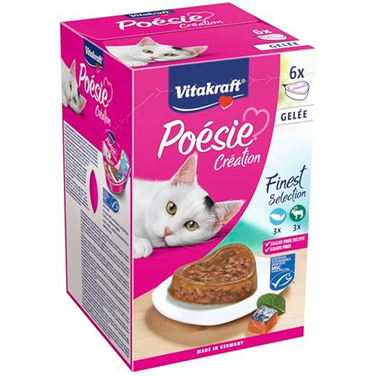 Vitakraft Poésie Création natvoer kattenvoer zalm, spinazie & wild 6 stuks - 6-pack