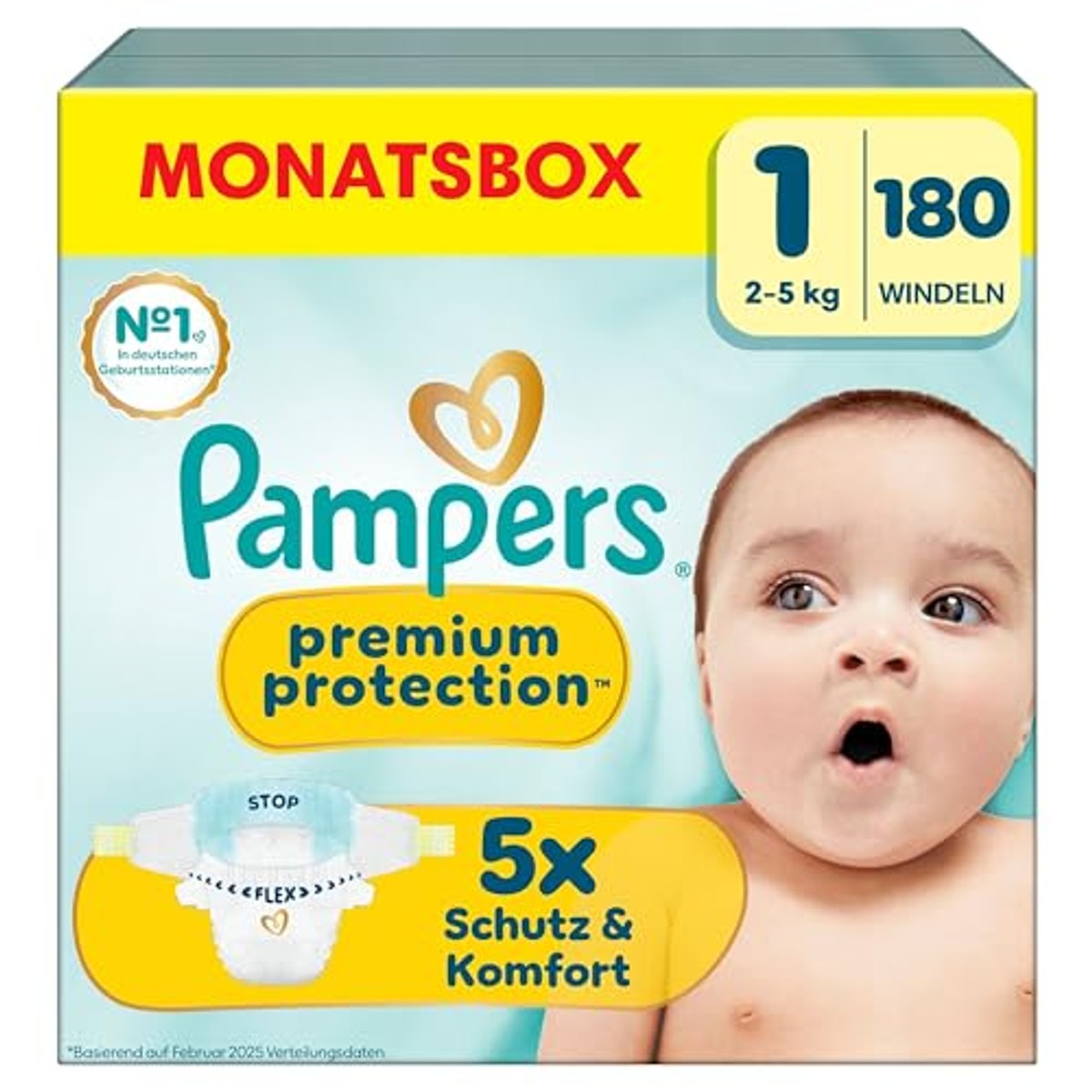 Pampers Premium Protection maat 1, 180 luiers, 2-5 kg – Pampers