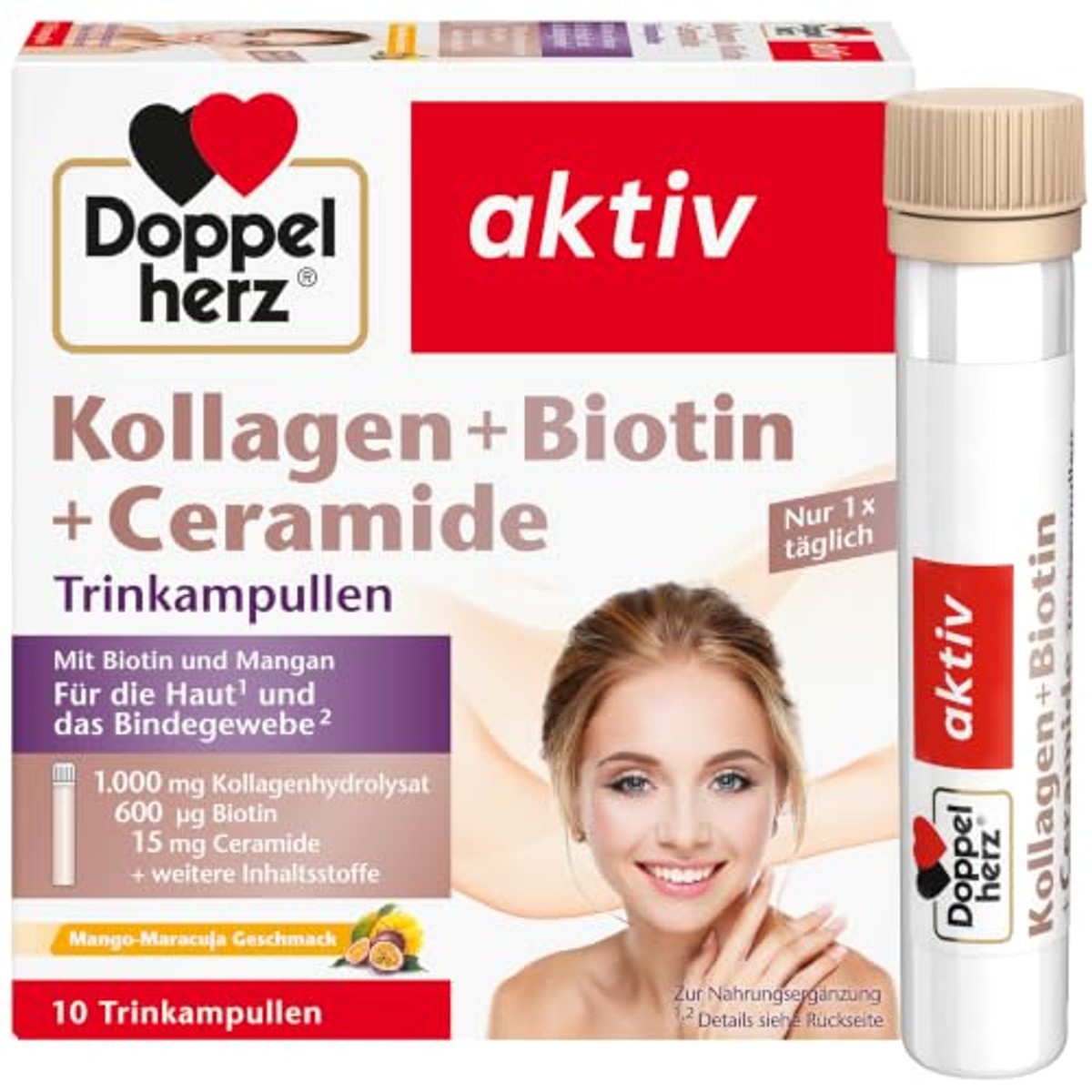 Doppelherz Collageen + Biotine + Ceramide Mango-Maracuja 10 Ampullen - 6-pack