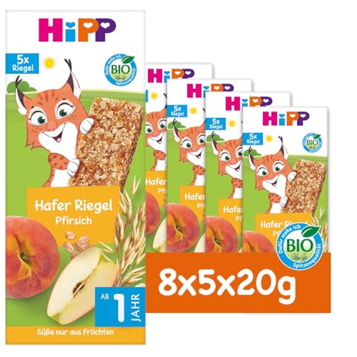 HiPP Luchs Haverreep perzik (800 g) 3 x 40 stuks - Voordeelverpakking