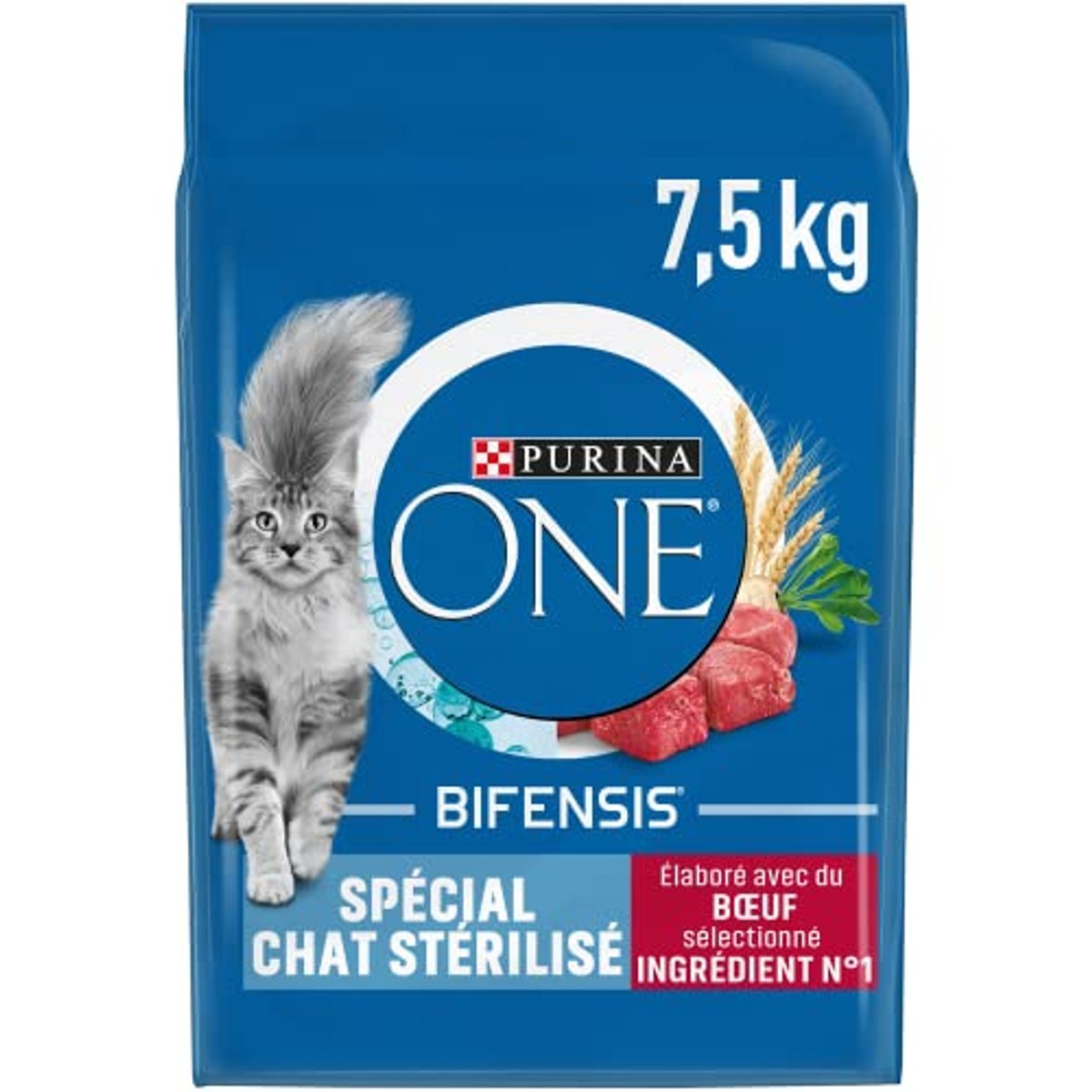 PURINA ONE Bifensis kattenvoer gesteriliseerd | droogvoer met rundvlees voor volwassen katten | zak van 7,5 kg – PURINA ONE