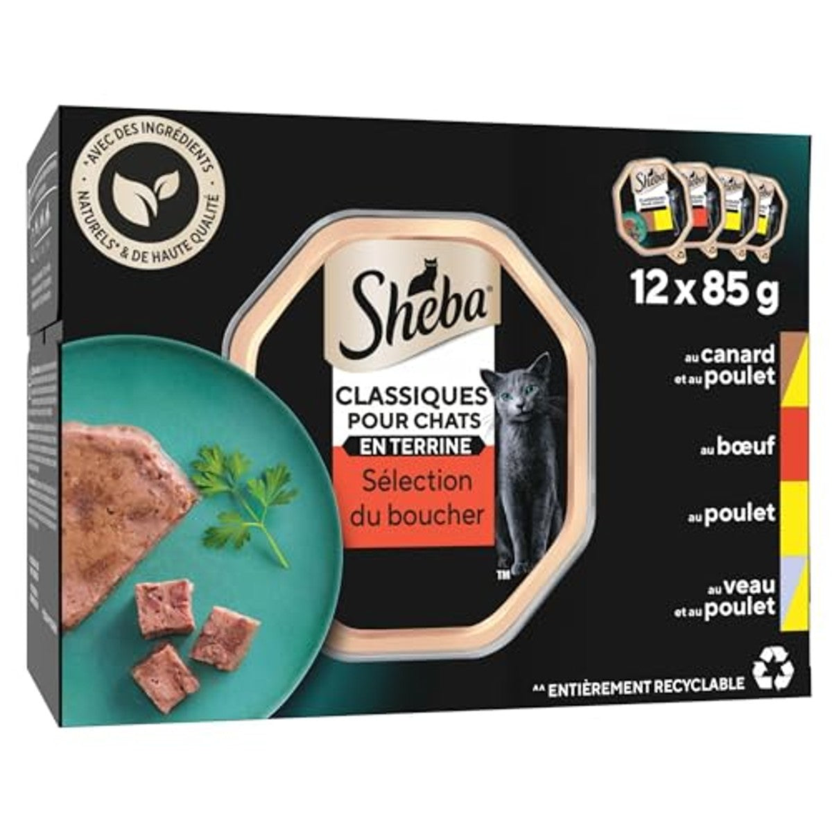 Sheba Klassieke Terrine natvoer kattenvoer 4 soorten 12 x 85 g - 3-pack