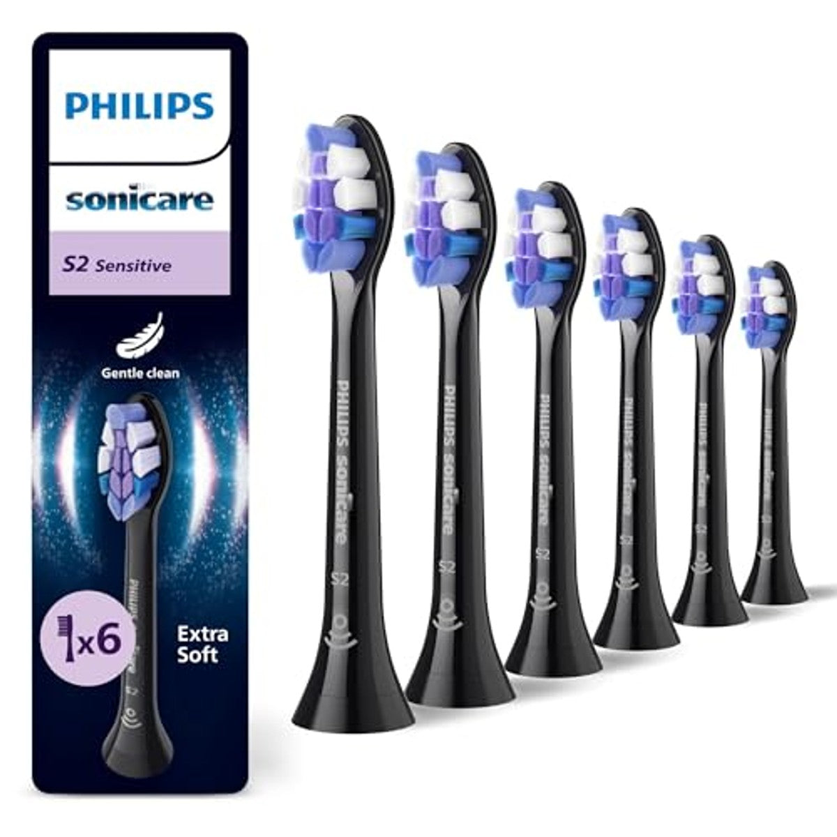 Philips Sonicare S2 Sensitive Opzetborstels Zwart 6 stuks - 6-pack