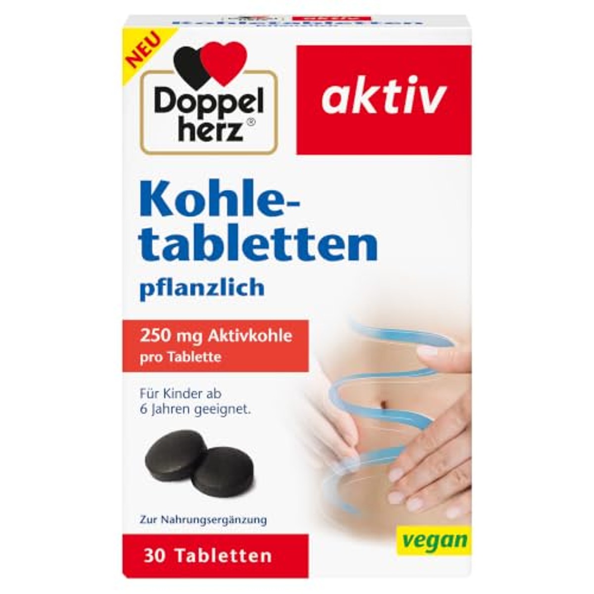 Doppelherz Plantaardige Kooltabletten tegen Winderigheid 30 tabletten - 3-pack