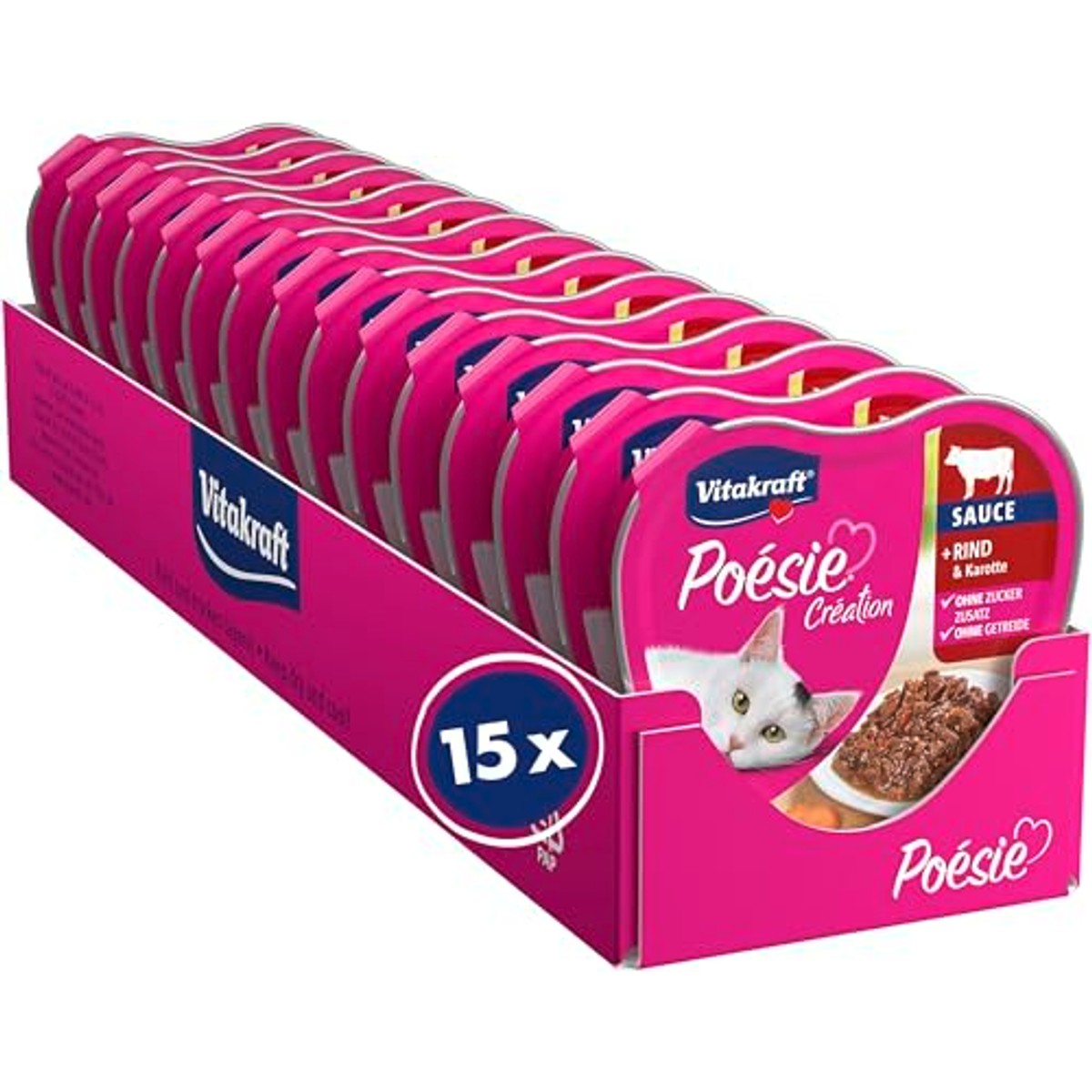 Vitakraft Poésie Création natvoer kattenvoer rundvlees 15 x 85 g - 3-pack