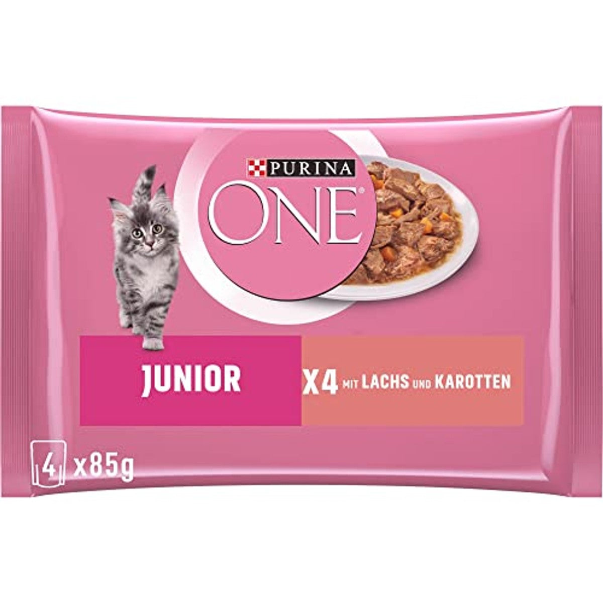Purina One Junior natvoer kattenvoer zalm & wortelen 48 x 85 g - 3-pack